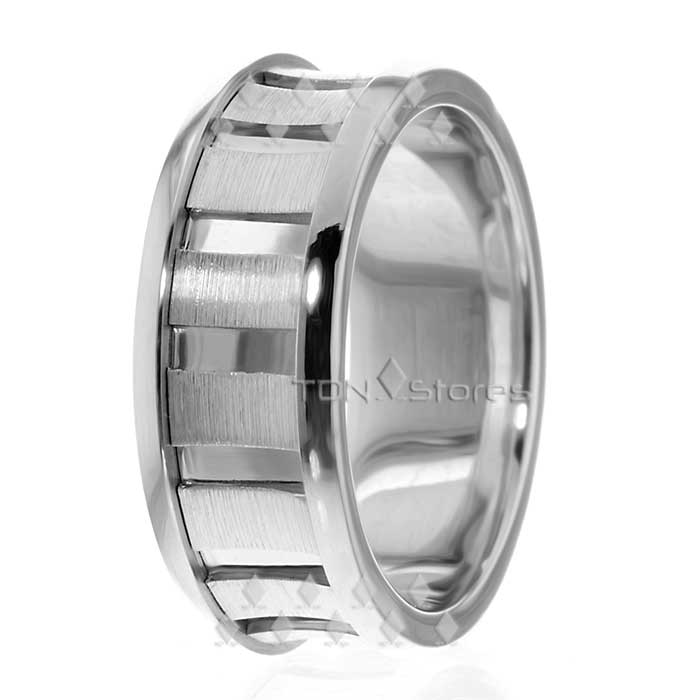 14K White Gold Milgrains Mens Womens Wedding Bands