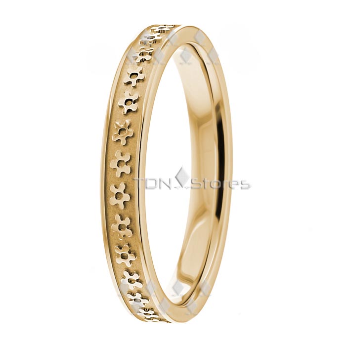 Yellow Gold Floral Wedding Rings Band